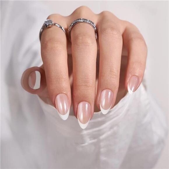 Tip Press-On Nails – White Almond Medium, 30 Soft Gel Nails in 15 Sizes - Picture 2 of 7